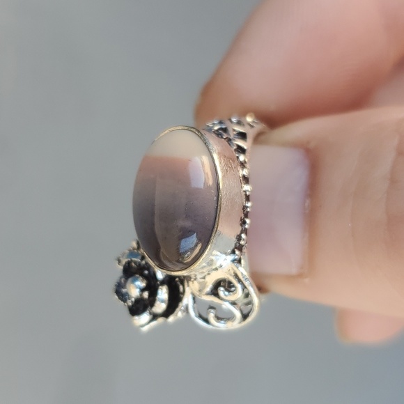 New Mookaite Jasper Silver Flower Ring. - Picture 13 of 16